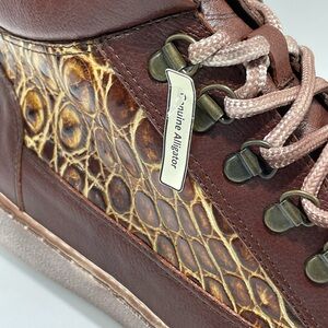 Belvedere Lucio Y32 Brown Caramel Alligator Leather High Top Sneakers Men 13